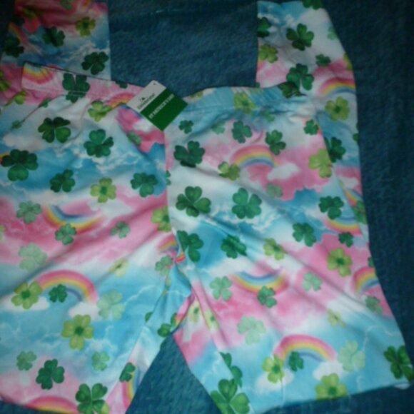 Celebrate Girls St. Patrick’s Day Leggings -XL(14-16) Green Shamrock Rainbow NEW - Picture 3 of 9